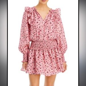 Ramy Brook Penelope Floral Pink Ruffled Dress small